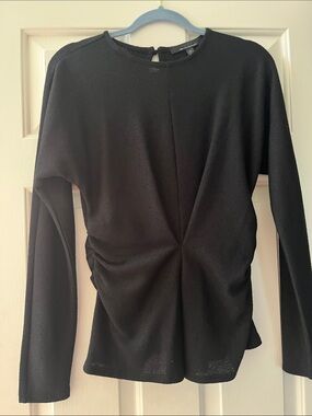 NWOT White House Black Market Black knit Twist-Detail Long Sleeve Top